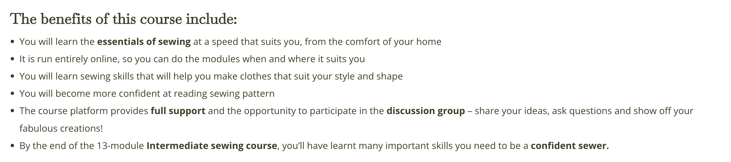 Course Benefits