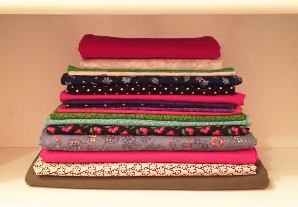 stacked fabric Pile of fabric